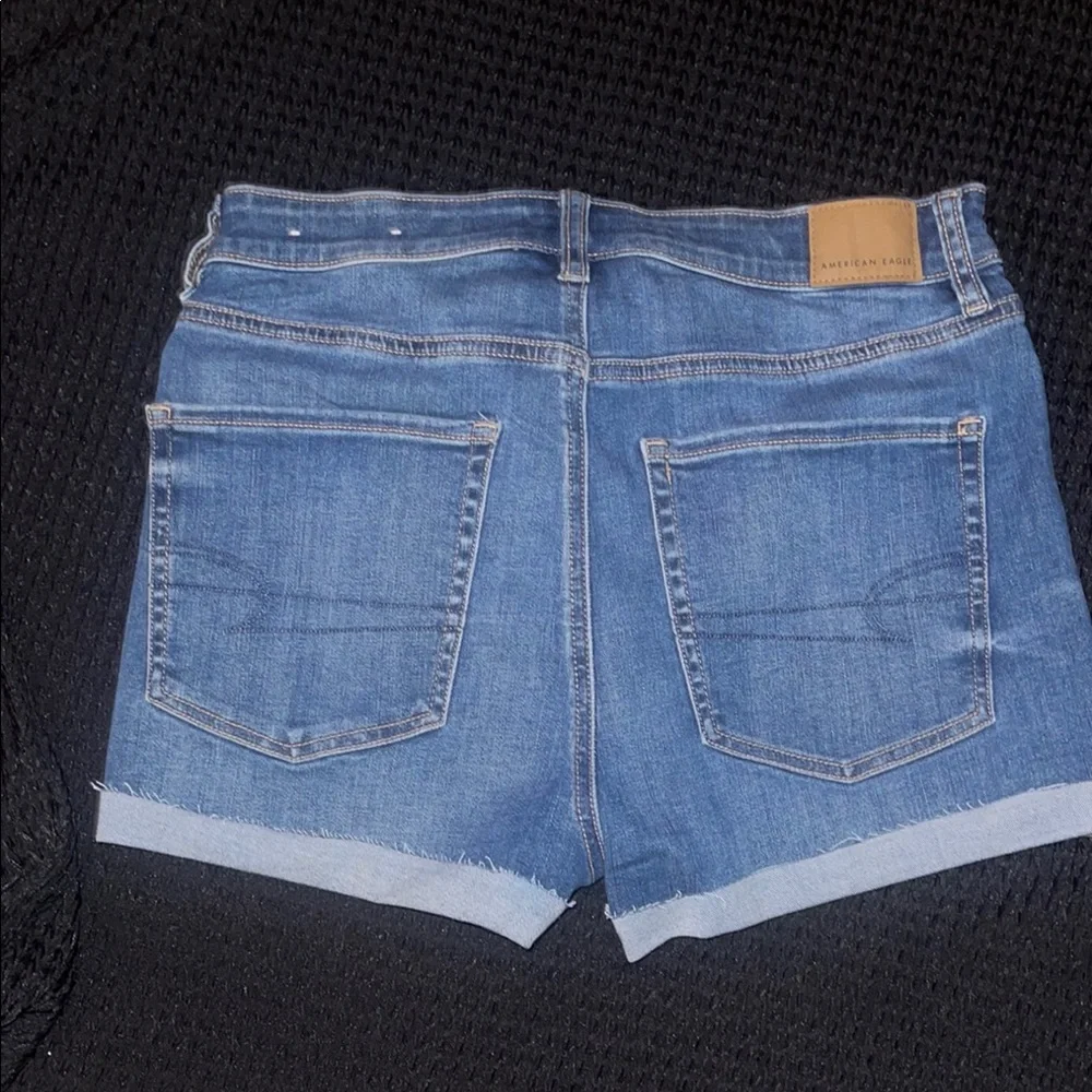 American Eagle Outfitters Blue Jean Shorts Frayed Hem - Picture 7 of 7